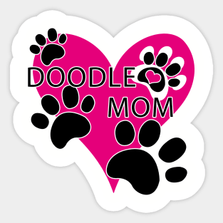 Doodle Dog Mom Big Heart Paw Prints Sticker